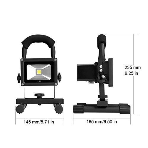 LE 10W Akkufluter ersetzt 60W Halogenlampen 700lm aufladbare Arbeitsleuchte wasserdicht Akkustrahler Kaltweiß 6000K Handlampe mit Ständer - 6