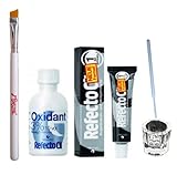 Refectocil Eyelash Eyebrow Tint Dye Kit Pure Black No.1 + Brush Dish Developer