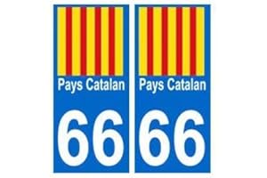 66 Pays Catalan autocollant plaque - Angles : droits