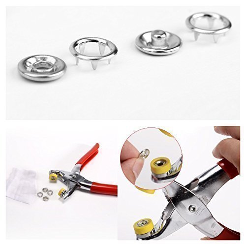 100 Pcs Druckknopf Poppers mit Zangen Set Taste Ringe Verschluss Sruds 9.5mm von Wedding Decor