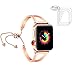 Produktbild iufvbgxdh Edelstahl Armband Uhrenarmband mit 3 Displayschutz für Apple Watch Armband 38MM/42MM für Serie 3 Serie 2 Serie 1(38mm Roségold)