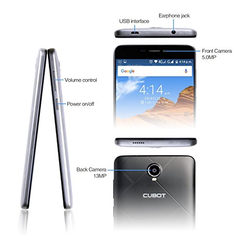 Cubot Max - Smartphone libre Android 6.0 ( teléfono grande de 6.0'' (15,2cm) y pantalla IPS HD, 4G Dual SIM (Micro Sim), octacore de 64 bits 1.3 GHz, 3GB de RAM, memoria interna de 32 GB, cámara de 13 MP, Soporte 128G micro sd tarjeta de expansión, Bluetooth, WiFi, OTG) Negro