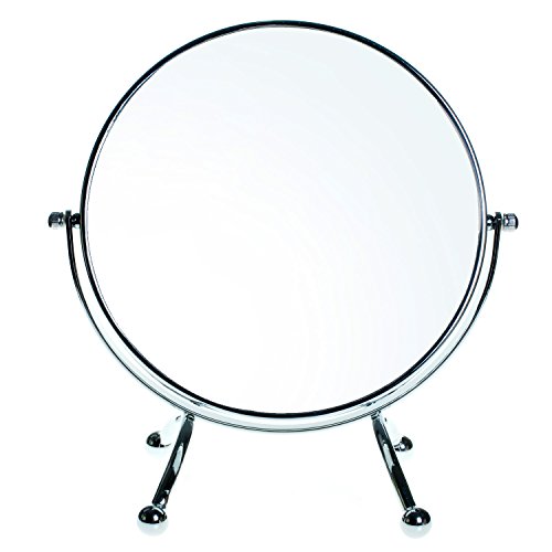 HIMRY® Kosmetik Spiegel 8 inch, 360° drehbar, 5X Vergrößerung. 2 Spiegel: normal und 5 – fach Vergrößerung, Designed Kosmetikspiegel, 19 cm ø, verchromt, KXD3118-5x - 2