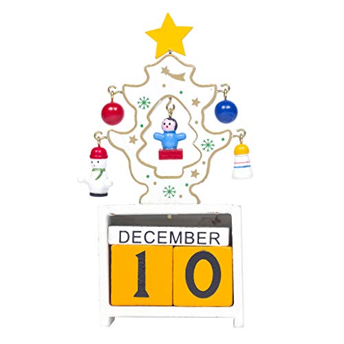 Download Cuigu Calendrier de Noël en bois pour la maison et le bureau 7cmx14cm White
