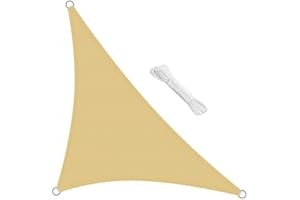 swift Sun Shade Sail 3.5m x 3.5m x 4.9m Right Angle Triangle HDPE Breathable 98% UV Block 3.5x3.5x4.9 Meter Triangular Awning Canopy Sail Shades for Garden Outdoor Patio with Free Ropes, Sand