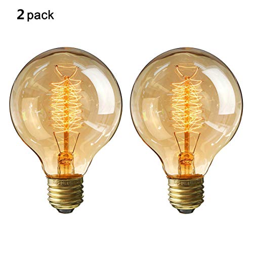 Preisvergleich Produktbild LIGHTOP Edison Glühbirne 40W G80 Vintage Birne dimmbar Filament Fadenlampe E27 Retro Globe Glühlampe Ideal für Nostalgie und Antik Beleuchtung Warmweiß(2 Pack)