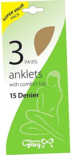 Ladies & Girls Joanna Gray Comfort Top 15 Denier Anklet Socks (3 Pair Multi Pack) (Chiffon)