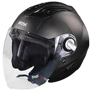 Steelbird SBA-3 R2K Classic Open Face Helmet with Plain Visor (Large 600 mm, Black).