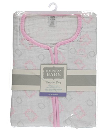 Hudson Baby Baby Girls' "Adorned Circles" Cotton Muslin Sleeping Bag - pink/white, 6 - 12 months