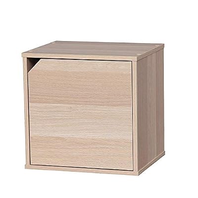 Iris Ohyama Box QR-34D Cube de rangement modulable avec porte, Bois, Beige, 34,9 x 29 x 34,4 cm