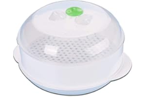 BANZIAJU Microwave Steamer, Vegetable Steamer with Clear Lid - No BPA 1 Tier Microwave Steamer with Handle Microwave Rice Cooker for Cooking 8.4x7.1x4.7 Inch