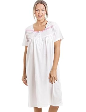 Camille - Morbida camicia da notte a pois - lunghezza al ginocchio, senza maniche - rosa