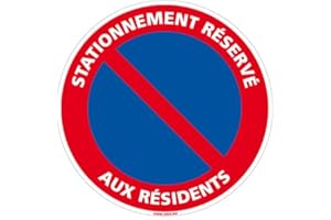 ADZIF.BIZ LE STICKER DE DECORATION Panneau - Stationnement Réservé aux Résidents - Diamètre 250 mm - Plastique Rigide PVC 1 mm - Protection Anti-UV - Très Résistant en Extérieur