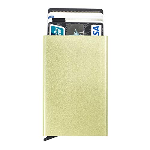 Preisvergleich Produktbild ZZLife RFID-Kreditkarten-Hülle, Aluminium, Pop-Up, schlanke RFID-Blocking-Schutzhülle, Kartenetui, Grün