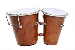 SAI MUSICAL 7 Inch Professional Two Piece Hand Made Wooden Bango Drum Set (Brown)