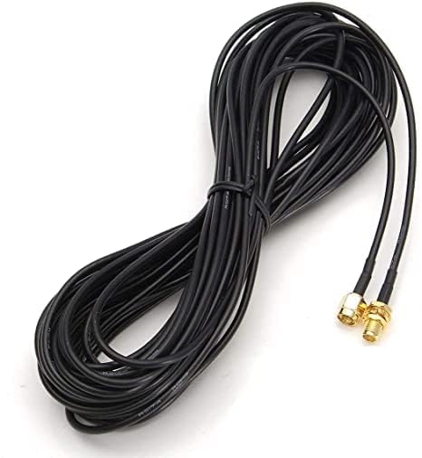 Integrative RG174 Cable SMA Male to SMA Female RF Connector Adapter WiFi Antenna Extension- 12Mtr. Black - 1pc