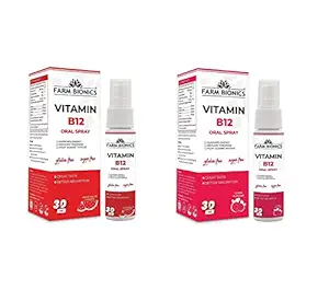 FARM BIONICS Combo of Guava Flavour Vitamin B12 and Water melon Flavour Vitamin B12 Oral Spray, 30ml | 100% Vegetarian | Sugar and Gluten Free | Immunity Booster Spray for Men and Women