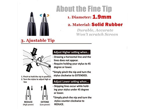 togsin Universal Point Active Eingabestift 1,9 mm Fine Pom Spitze Präzisions-Stylus-Pen für Zeichnen und Schreiben nur kompatibel IOS Android Touchscreen Handys, Tablets, Kindle etc. schwarz - 6