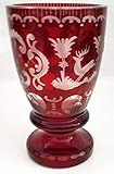 egermann glass bowl besondere Geschenksidee Oberstdorfer Glashütte Antik Glas Egermann böhmisches Glas Kristall Glas Vase Pokal handgeschliffen Ruby rot, Sammlerstück, Höhe ca. 15 cm Öffnung ca 9 cm