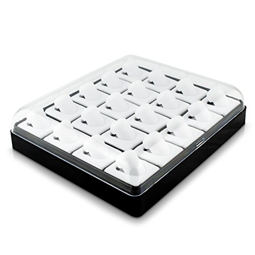 VENKON – 20 Fach Schaukasten mit Transparentem Deckel für Aufbewahrung & Präsentation von Fingerringen – ca. 21 x 18 x 5,5 cm - 6