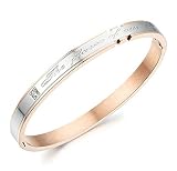 Lafeil Armreifen Rosegold Rosegold Armband Uhr Damen Edelstahl Love Damen Gravur Handgelenk Poliert Rose Gold 16.5cm