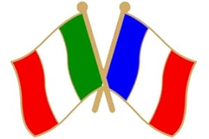 Clj Charles Le Jeune Pin's Bandiere Gemellaggio Francia Italia - Abbinamento - Bella qualità di finitura - Spilla - Spilla - Distintivo - Abbinamento e Fraternità, verde, taglia unica