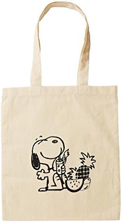 Snoopy on Holiday Sipping Cocktails - Snoopy Tote Bag, Natural Cotton Snoopy Bag, Perfect Beach Bag