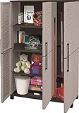 Producto de calidad Art Plast Family Armario Alto 3 Puertas con escobero en Polipropileno, Gris, 105x37x169 cm