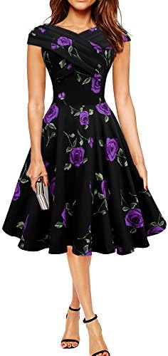 Black Butterfly Clothing Women's Vintage Dress 12 Large Purple Roses