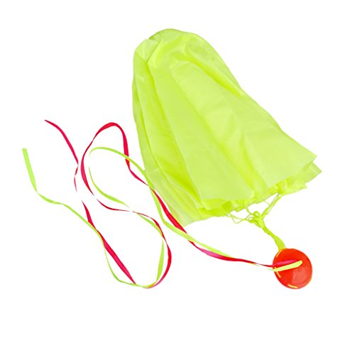 MagiDeal 65cm Tangle-Free Mini Parachute Sky Flying Kid Outdoor Toy Fluorescent Green