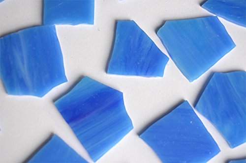 200g Tiffany Glas unbearbeitet blau marmoriert Bruchmosaik frostsicher ca. 30 St. - 3