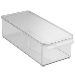 Lot De 5 Bacs De Rangement Empilables InterDesign Linus - Transparents, Sans BPA - Pour Frigo, Garde-manger, Rangement