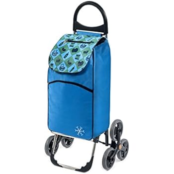 Carrello Della Spesa Pieghevole 3 Ruote Per Scale, 50 Kg, Con Borsa Rimovibile In Oxford E Sedile, Blu - 6