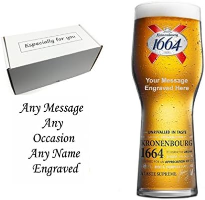 Personalised Engraved Branded Pint Kronenbourg Glass Gift Boxed