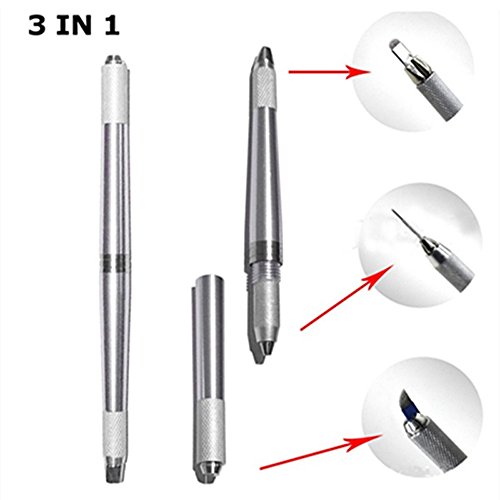 Pinkiou Augenbrauen-Tätowierung-Feder Microblading Feder-dauerhafte Verfassungs-Maschinen-Handbuch bilden Ttowierung-Installationssatz (Silber) - 6