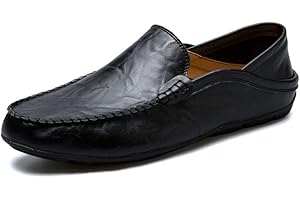 XINGHUANHUA Zapatilla de Moda, Zapatos de conducción Transpirables, Zapatos Casuales, Mocasines de Gran tamaño, Zapatos Planos, Mocasines de Cuero Hechos a Mano para Hombres