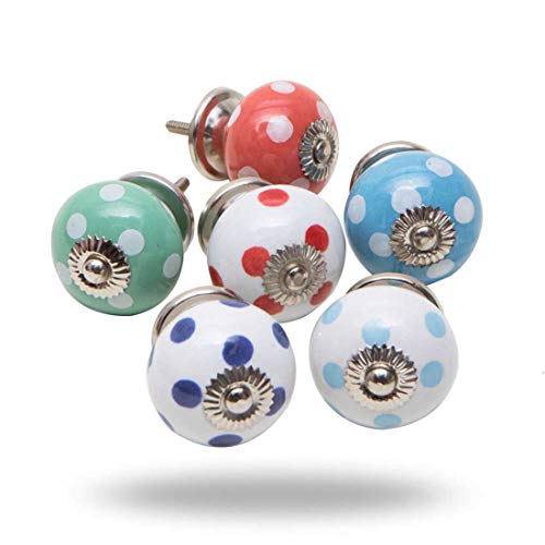 Preisvergleich Produktbild Set of 6 Spotty Ceramic Knobs