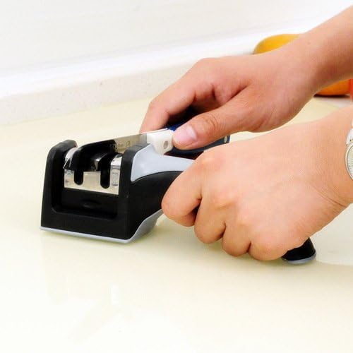 YPS Kitchen knife sharpener-handle knife sharpener whetstone,Gray