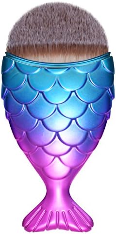 Mermaid Fish Scale Design Fishtail Face Loose Powder Blush Cream Concealer Foundation Brush Makeup Brush Tool (Purple)