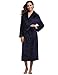 Produktbild Aibrou Damen Bademantel Coral Fleece Saunamantel aus Polyester, weich und flauschig, Bathrobe Waden lang S bis XL, Marineblau S
