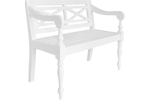 yorten Batavia Bank Holz Gartenbank Parkbank Sitzbank Balkonbank für Zwei Personen Massives Mahagoniholz Weiß 98 x 50 x 82 cm (B x T x H)