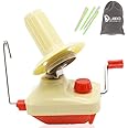 LAMXD Needlecraft Yarn Ball Winder Hand Operated,Red,Portable Package,Easy to Set Up and Use,Sturdy with Metal Handle and Tabletop Clamp,Including Umbrella Swift Yarn Winder Set