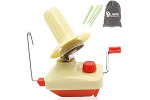 LAMXD Needlecraft Enrouleur de pelote de fil à la main, rouge, emballage portable, facile à installer et à utiliser, robuste avec poignée en métal et pince de table, y compris ensemble parapluie Swift