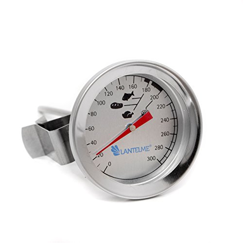 Edelstahl Friteusen - Öl - Fett Thermometer 300 °C . Bimetall und Analog . Mit Clip Halterung