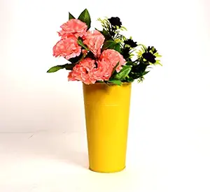 HINS Metal Flower Vase Flower Plant Pot for Indoor Plants (Yellow)