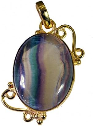 Riyo Gems Women's Fluorite 18Kt Gold Platings Filigree Pendants Multicolour N½
