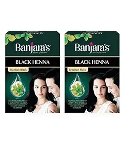Banjaras Black Henna Hair Colour, Brazilian Black (54gms, Pack of 2)