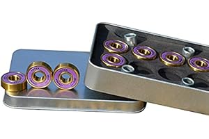 BEXTREME-Rodamientos ABEC 11 alta precisión Cojinetes 22x8x7 Milimetros Titanio bajo coeficiente fricción para Skateboard Longboard Patines Patineta Skate Monopatin Ruedas 608