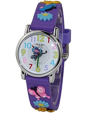 Kinderuhr Lernuhr 3D Schmetterling Jungen Kinderuhr Mädchen Armbanduhr Silikon Armband 3D Uhr