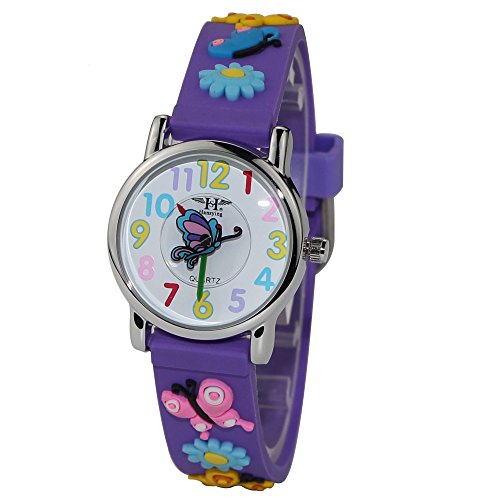 Kinderuhr Lernuhr 3D Schmetterling Jungen Kinderuhr Mädchen Armbanduhr Silikon Armband 3D Uhr